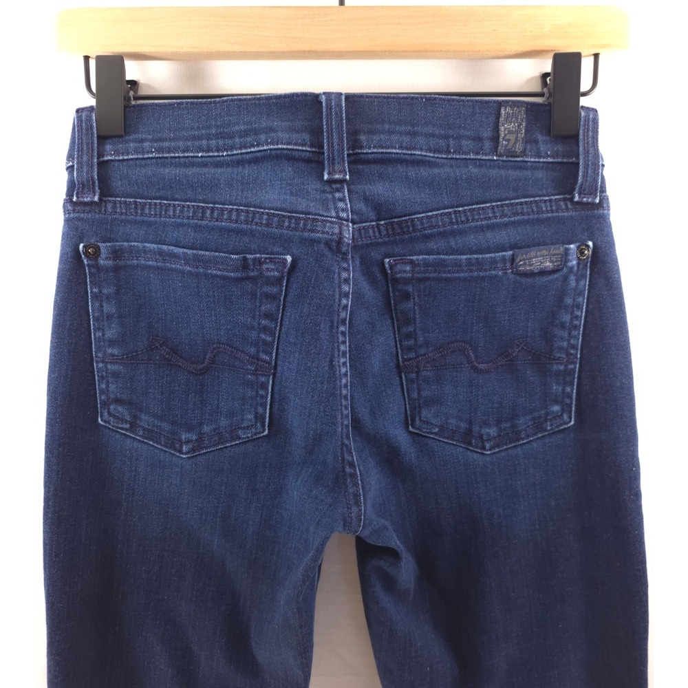 7 For All Mankind Women Jeans Gwenevere 24 Dark Blue Skinny Stretch Low Rise - Picture 4 of 9